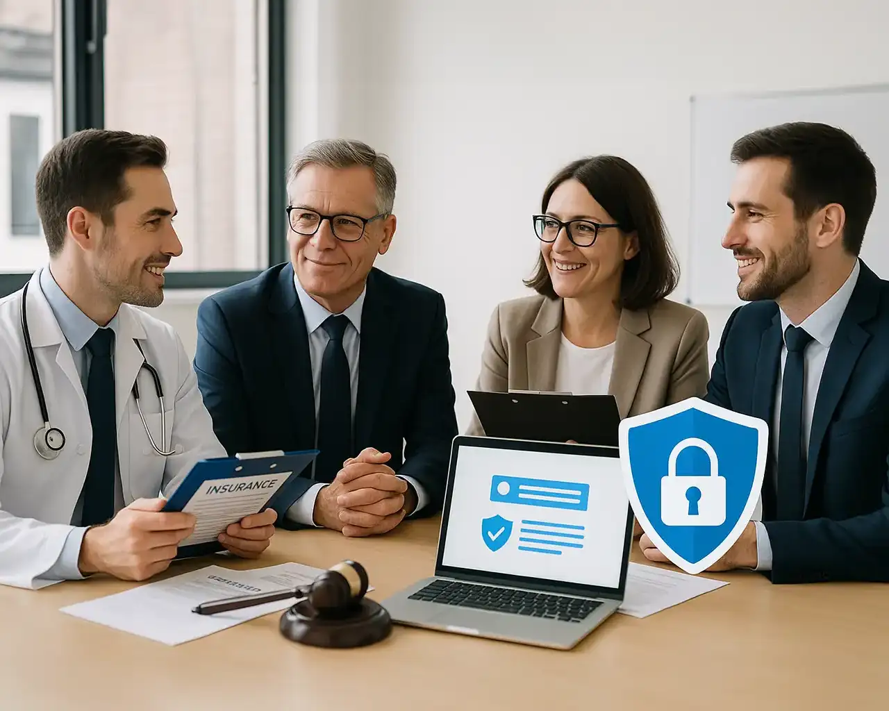 Image d'un ordinateur avec un formulaire de demande de devis d'assurance pour une profession libérale