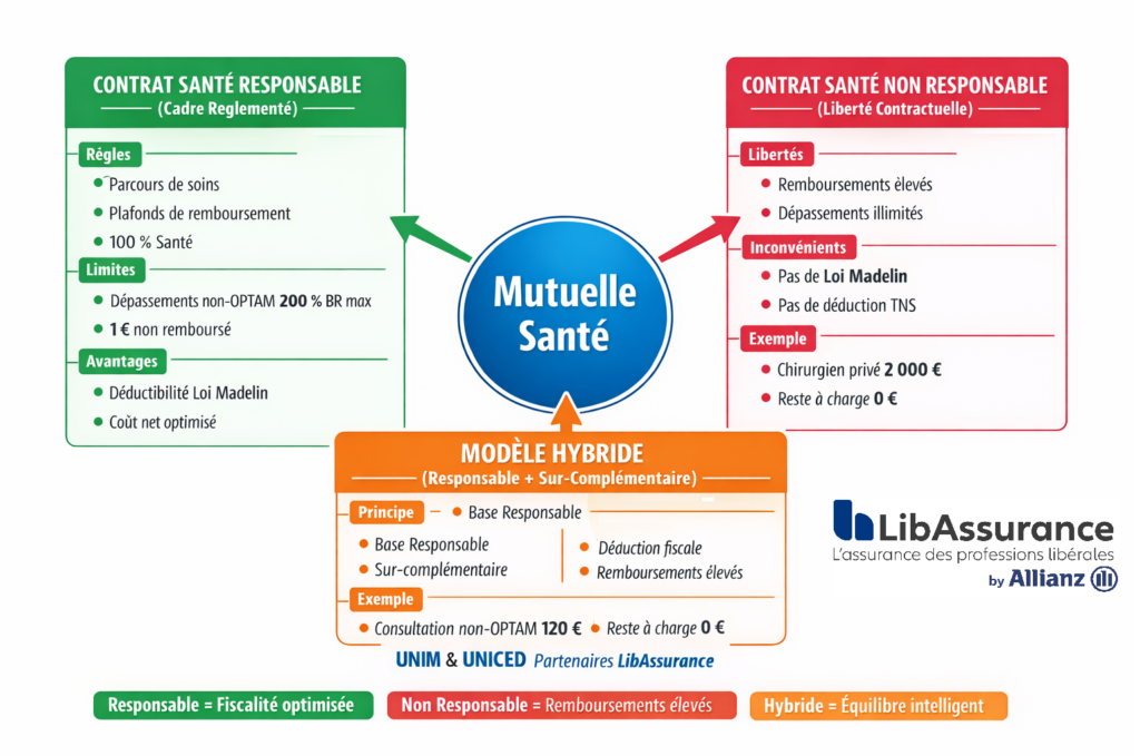 Mutuelle Responsable ou Mutuelle non responsable : choisir entre déductibilité fiscale Loi Madelin et liberté de garantie