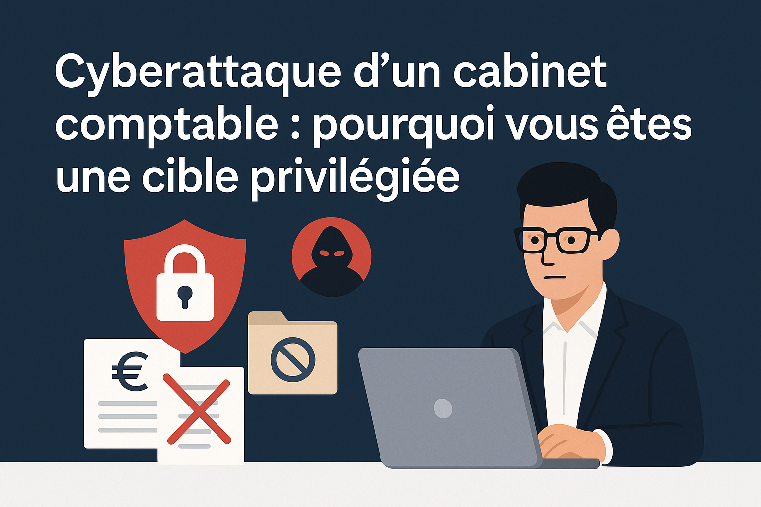 expert comptable Les cabinets comptables sont devenus des cibles privilégiées des cybercriminels. Phishing, ransomware, fraude au faux RIB ou vol de données : une cyberattaque peut paralyser l'activité d'un cabinet et mettre en péril la confiance de ses clients. Découvrez pourquoi les experts-comptables sont particulièrement exposés, quelles sont les menaces les plus fréquentes et comment protéger efficacement votre cabinet contre les risques cyber.